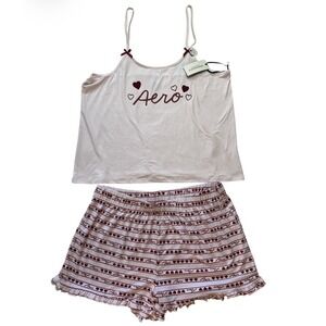 Aeropostale‎ Short Camisole Pajama Set Women's XLarge Valentines Super Soft